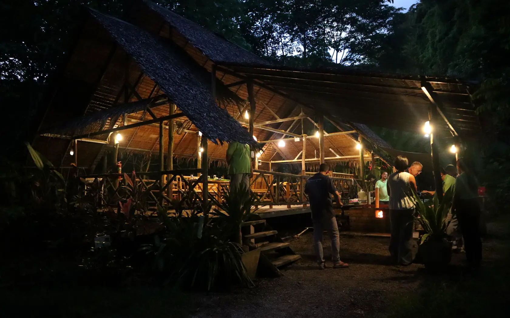 Hornbill Restaurant lit up after dark